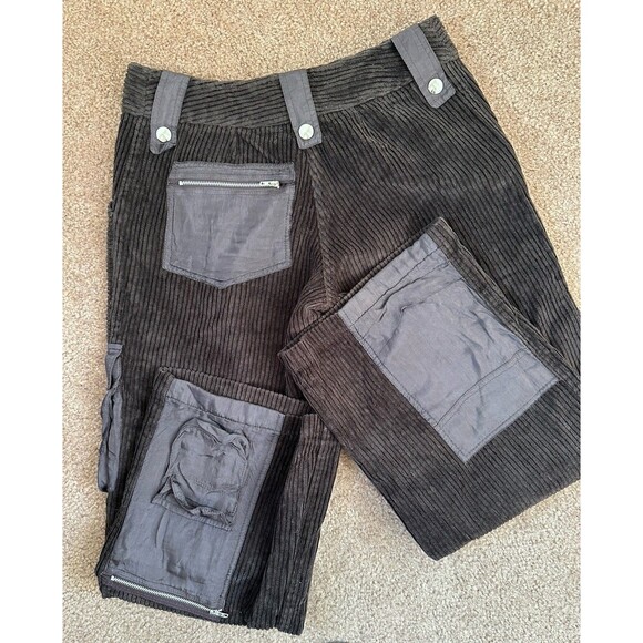Amarissima Y2K Patchwork Corduroy Cargo Pants Brown Pockets Utility Size 44 - Picture 9 of 12